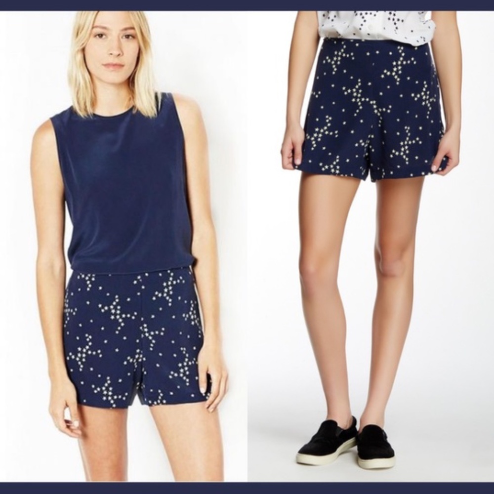 NEW Equipment Lewis Silk Shorts Stars Blue Size M - Picture 2 of 4
